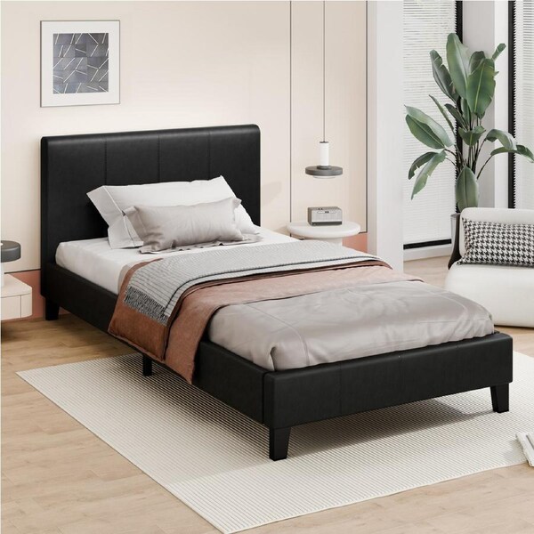 ALFORDSON Bed Frame King Single Size Base Platform Leather Black