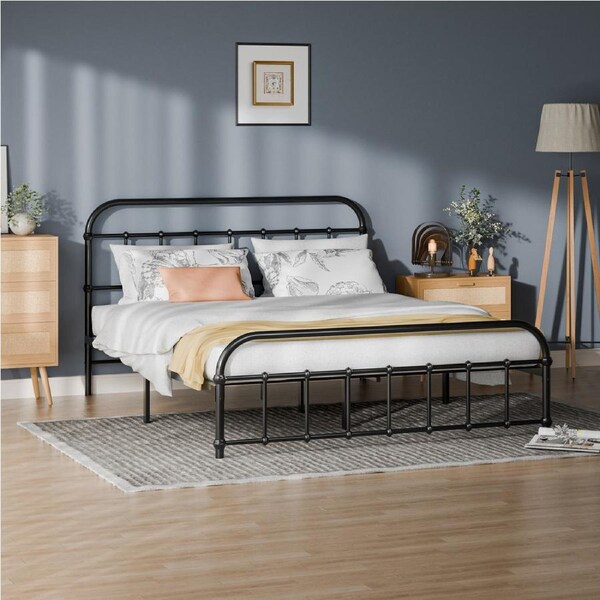 ALFORDSON Metal Bed Frame Queen Size Base Platform Black