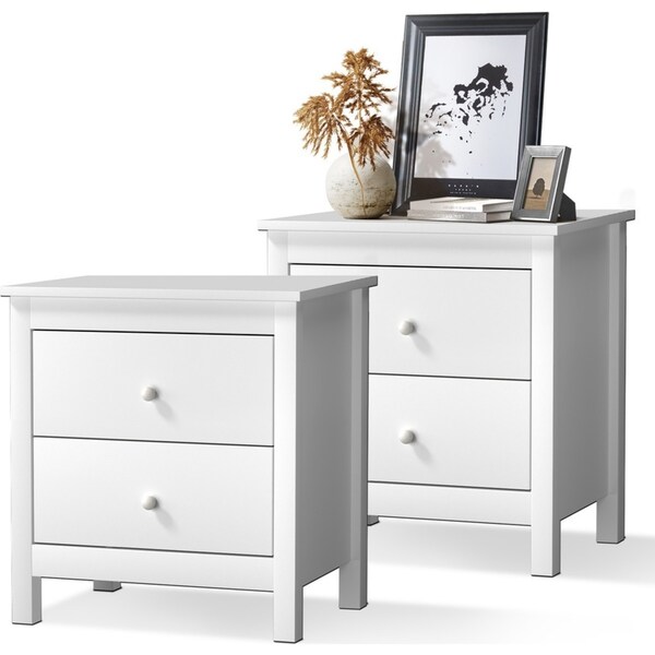 Oikiture Bedside Tables Set of 2 Nightstand Side Table Storage Cabinet 2 Drawers