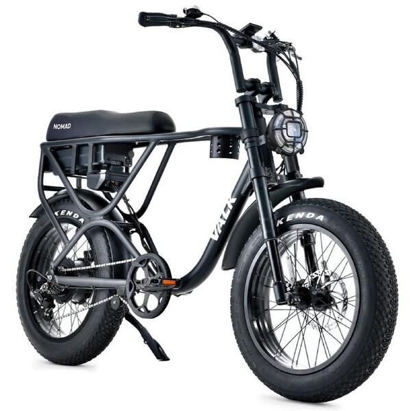 VALK Nomad Electric Fat Tyre Bike, 500W, 45km/hr, Throttle ebike, Disc Brakes, Shimano 7 spd, 20x4" Kenda Tyres, Suspension, Black