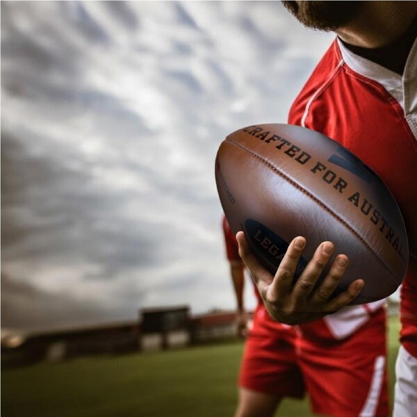 STRADIA "LEGACY" Size 5 Rugby Union Ball - "Genuine Leather Game Ball with Heirloom Quality"