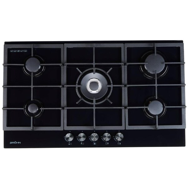 Brohn 90cm Range 5 Burner Gas Glass Cooktop Defendi (Made In Italy) Gas Burner Technology