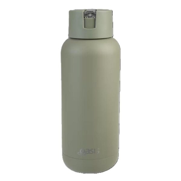 Oasis S/S Ceramic Moda Triple Wall Insulated Drink Bottle 1L - Olive Green (S)