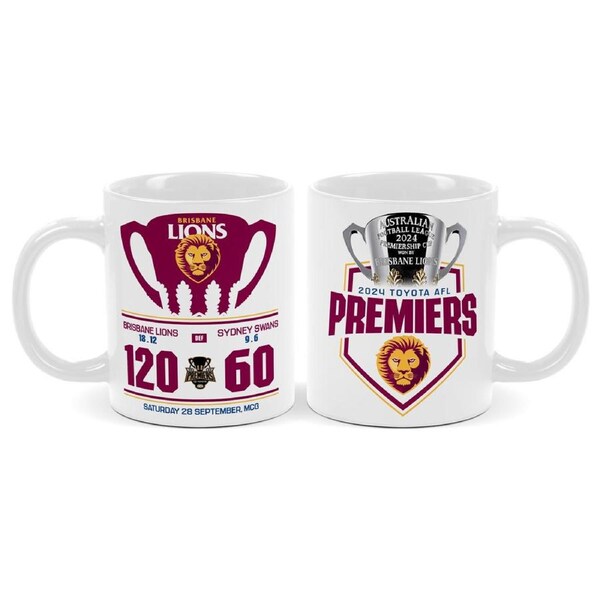 Brisbane Lions AFL 2024 Grand Final Premiership Logo Coffee Mug