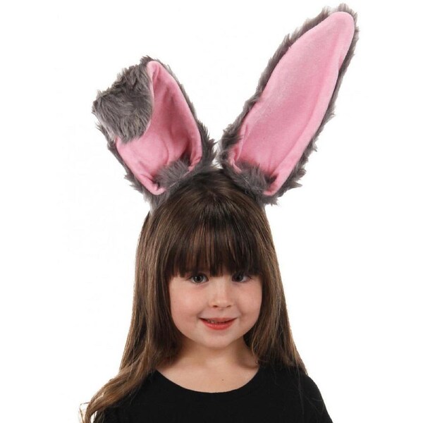 Grey Bendy Bunny Ears Deluxe Headband