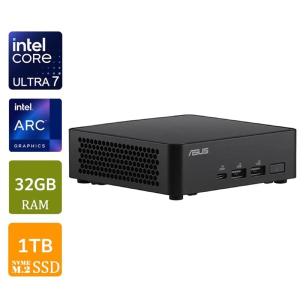 Asus NUC 14 Pro Mini PC, Intel Core Ultra 7, 32GB RAM, 1TB NVMe SSD, Slim Kit [RNUC14RVKU700000I-A6]