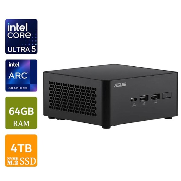 [RNUC14RVHU500000I-A9] Asus NUC 14 Pro Mini PC, Intel Core Ultra 5, 64GB RAM, 4TB NVMe SSD, Tall Kit