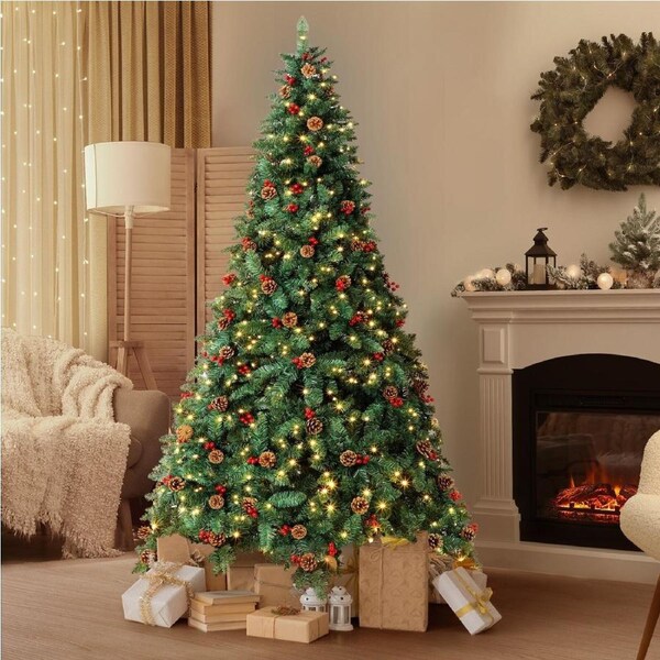 Tinseltown 2PCS LED Christmas Tree 2.4M 8FT Xmas Trees Decor Green w/ Ornaments