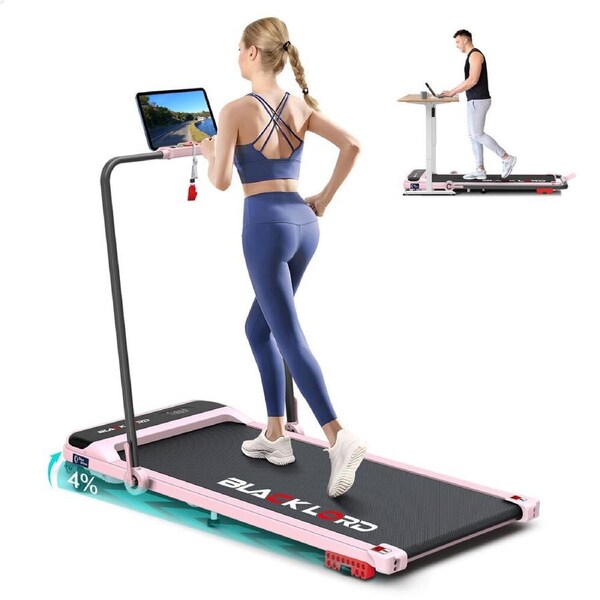 BLACK LORD 3.4HP Walking Pad 40cm Treadmill 3 Levels Incline Foldable Pink