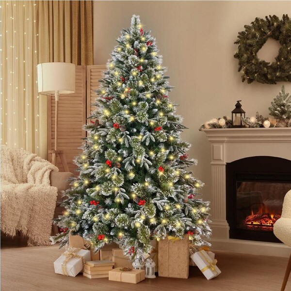 Tinseltown 2PCS LED Christmas Tree 2.1M 7FT Xmas Decor w/ Ornaments 1210 Tips
