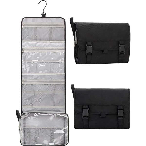 Large Capacity Travel Toiletry Bag for Women and Men - Waterproof Makeup Organizer (Black, XL)