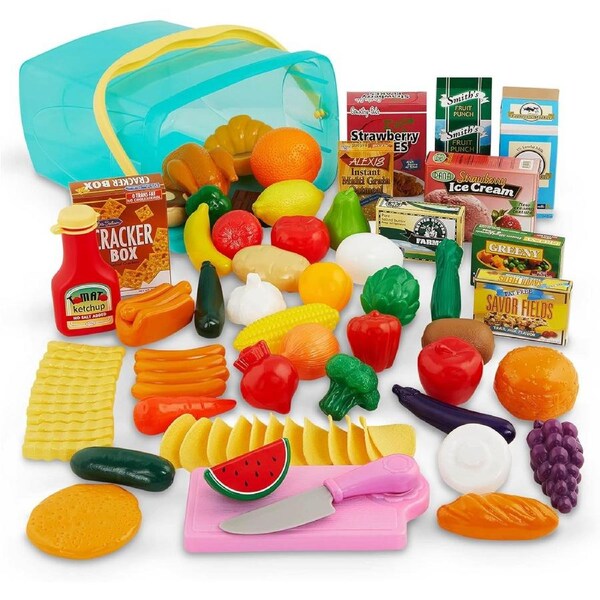 Play Circle Pantry in a Bucket Pretend Play Food Set - Realistic & Durable Toy Kitchen Accessories