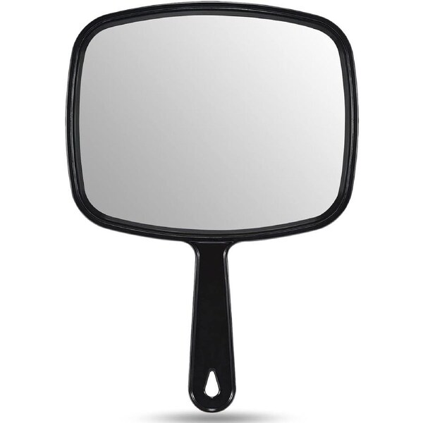 Black Handheld Mirror with Handle - 6.6 x 9.3