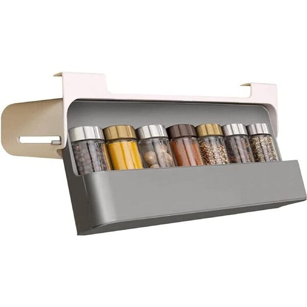 Kitchen Spice Organizer: Hanging Rack, Drawer Storage, Under-Shelf Cupboard Organizer with 6 Bottles