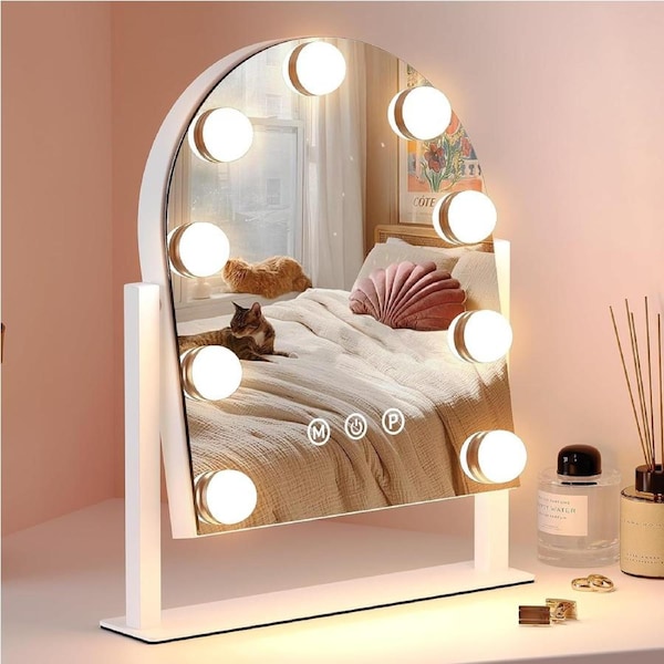 Lighted Makeup Mirror with 3 Color Modes and 360° Rotation