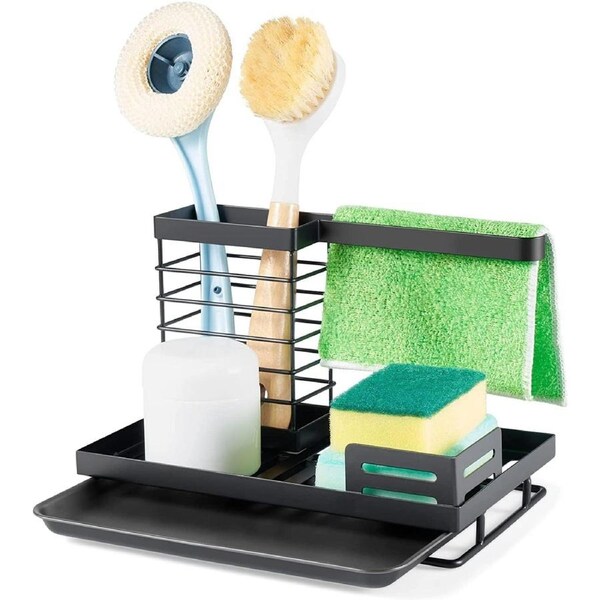 Kitchen Sink Caddy Organizer with Removable Drip Tray and Sponge Holder