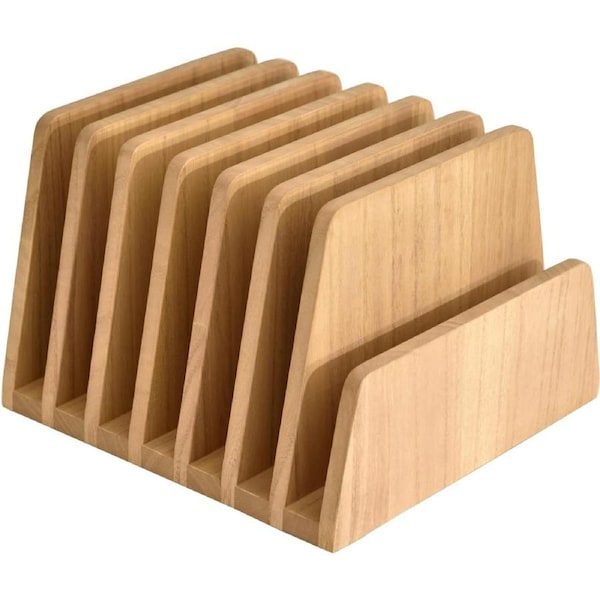 7-Slot Desktop File Organizer Stand for Home Office - Natural