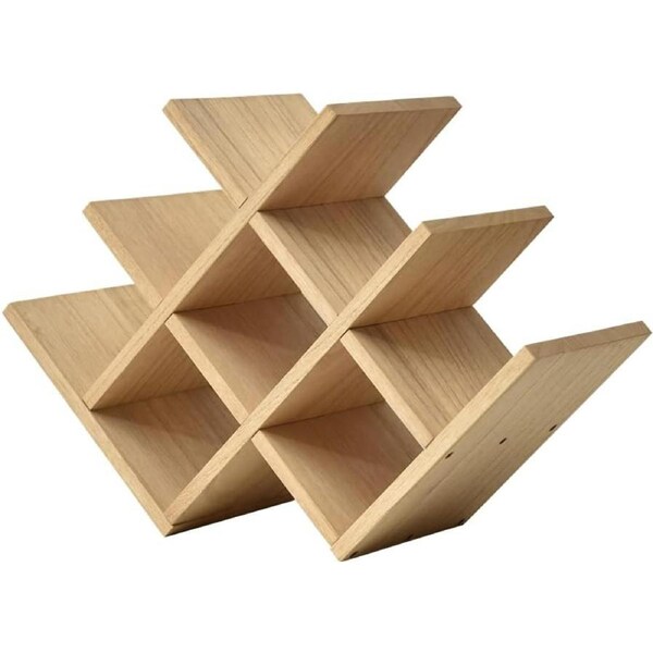 8-Bottle Wooden Wine Rack - 3-Tier Display & Storage Shelf