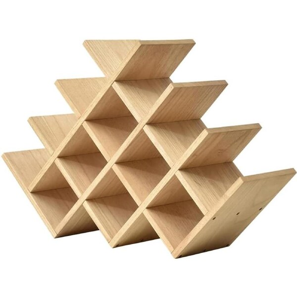 Wooden 13 Bottle Wine Rack - 4 Tier Display Shelf - Free Standing & Countertop Storage