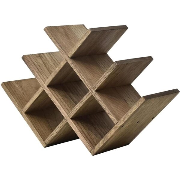 8 Bottle Countertop Wine Rack - Free Standing Wood Holder- 3 Tier Display & Storage Shelves in Dark Brown