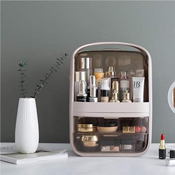Clear Cosmetic Storage Organizer for Vanity - Large Champagne