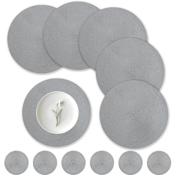 Set of 6 Round Placemats and Coasters - Heat Resistant and Washable