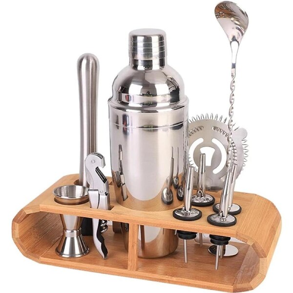 12pcs Cocktail Shaker Set with Bamboo Stand for Home Bartending