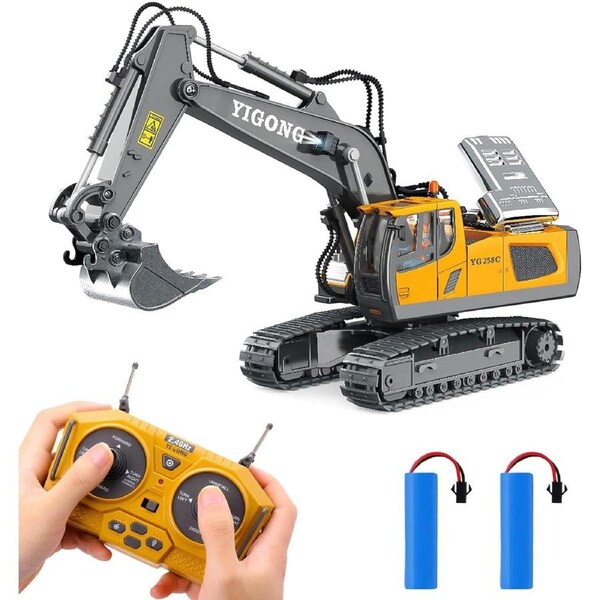 Remote Control Excavator RC 1/20 Construction Vehicle with Metal Shovel - Yellow