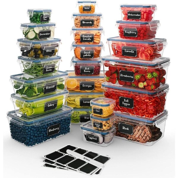 Large Airtight Food Storage Containers Set - BPA-Free, Stackable, Leak-Proof (30-Pack)
