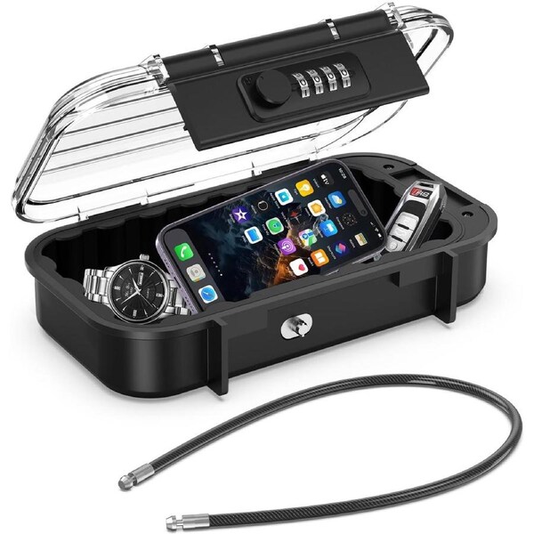 Portable Safe Box with 4-Digit Combination Lock, Waterproof and Detachable