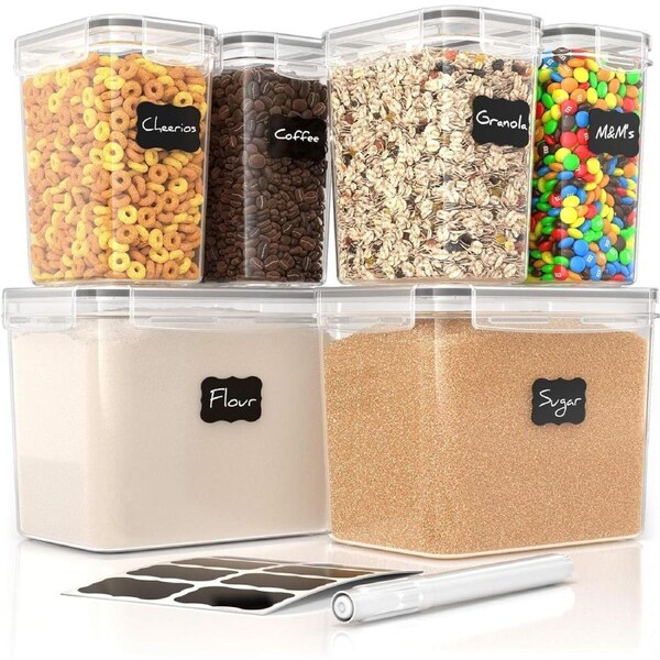 6-Piece Airtight Food Storage Containers - BPA-Free Plastic for Kitchen Pantry - Dishwasher Safe