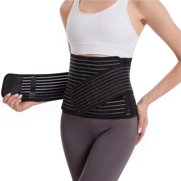 Bamboo Postpartum Belly Band for C-Section Recovery and Back Pain Relief - Black L/XL