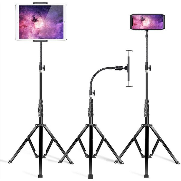 Metal iPad Tripod Stand & Adjustable 72 Gooseneck Tablet Floor Stand Holder