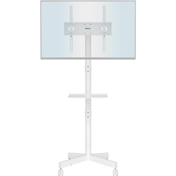 Mobile TV Stand with Wheels for 23-60 TVs, Laptop Shelf, Height Adjustable, 400x400mm - White