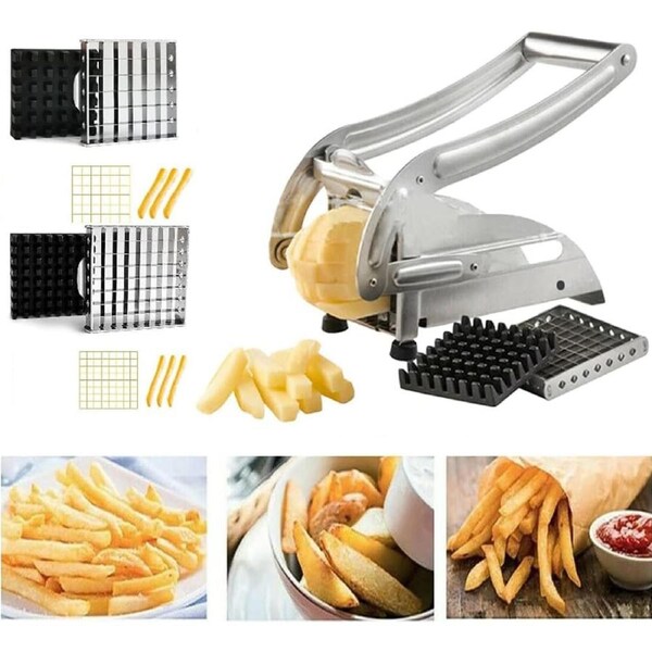 Professional French Fry Cutter - Stainless Steel with Upgraded Blades