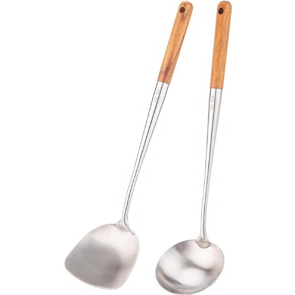 Wok Spatula and Ladle Set - 17 Stainless Steel Tools