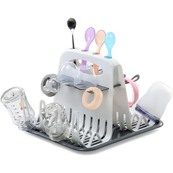 Baby Bottle Drying Rack with Tray, Removable Water Tray