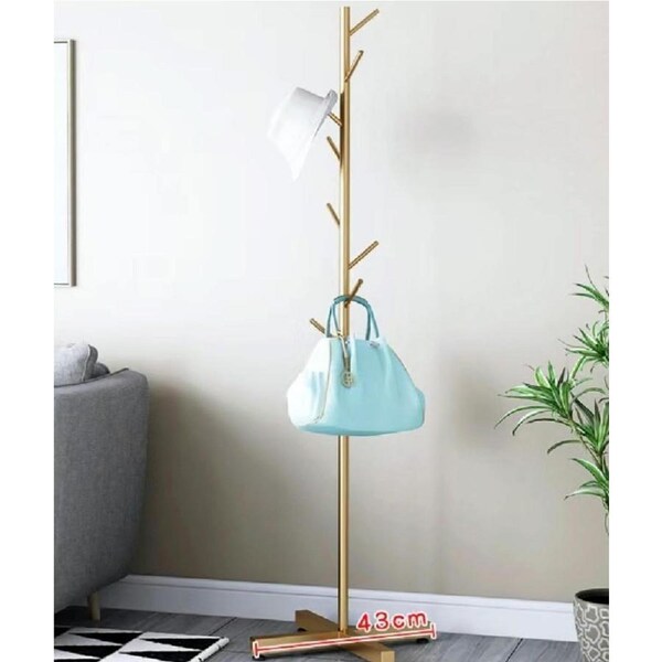 Freestanding Metal Coat Hat Hanger Rack Tree Gold Organizer