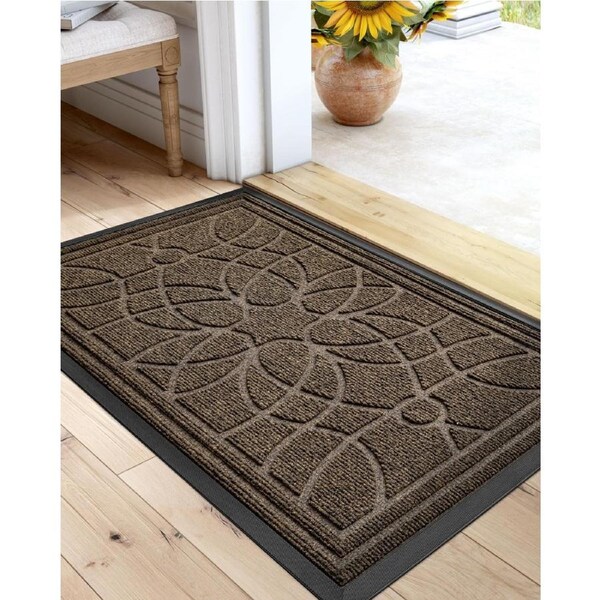 Heavy Duty Low Profile Door Mat for Entryway, Patio, Garage - 17x29 Brown