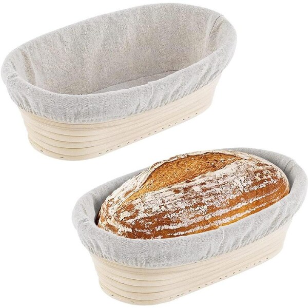 10 Inch Oval Banneton Proofing Basket Set for Sourdough Bread Baking