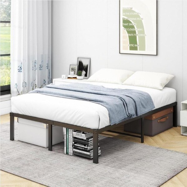 14 Inch Heavy Duty Metal Double Bed Frame - No Box Spring Needed