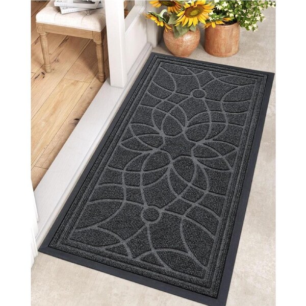 Heavy Duty Low Profile Welcome Mat for Entryway, Patio, Garage - 2'x4' Grey