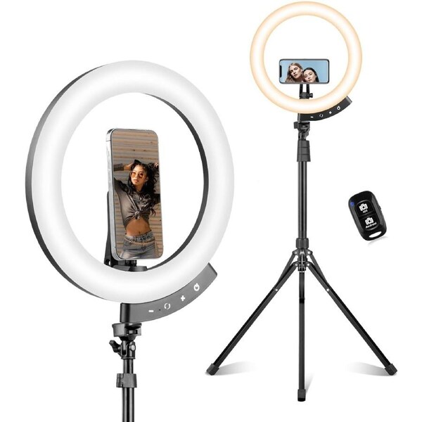 Newest 12 Inch Ring Light with 62 Inch Tripod Stand and Magnetic Phone Holder