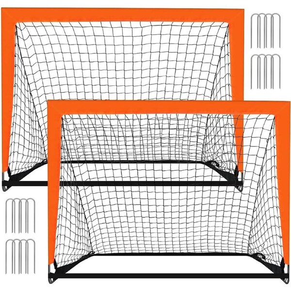 Portable Soccer Goals: 2 Pack 4x3 ft, Carry Bag, Weatherproof & High-Strength for Backyard Training