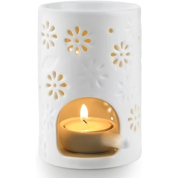 White Ceramic Tealight Oil Burner for Home Decoration