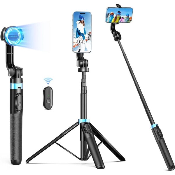 Magnetic Phone Tripod for Magsafe - 163cm Selfie Stick with Remote for iPhone 15 14 13 12 Series & All Phones
