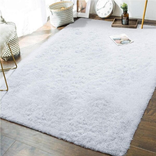 Fluffy Shaggy Rugs for Living Room, Bedroom, and Kids Room - Soft Modern Luxury Fur Carpet (White, 160 * 200cm)