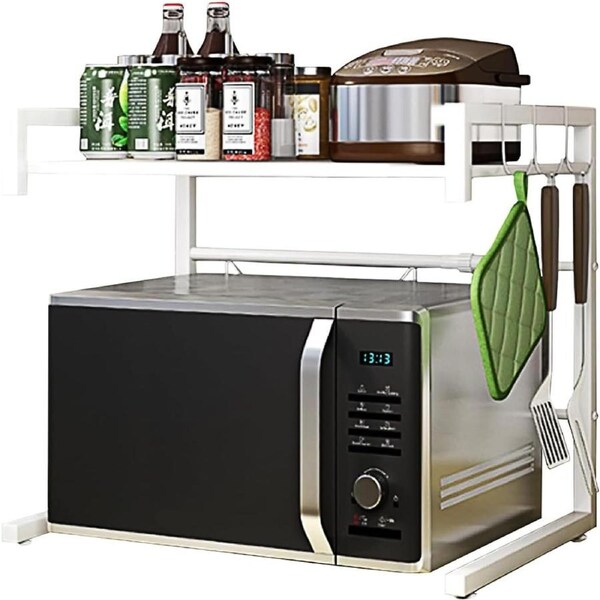 White Microwave Shelf Kitchen Organizer Oven Rack Toaster Stand Storage