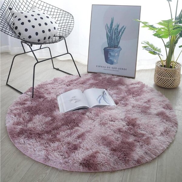 Soft Fluffy Pink Area Rug - 3.3x3.3 Feet - Indoor Décor