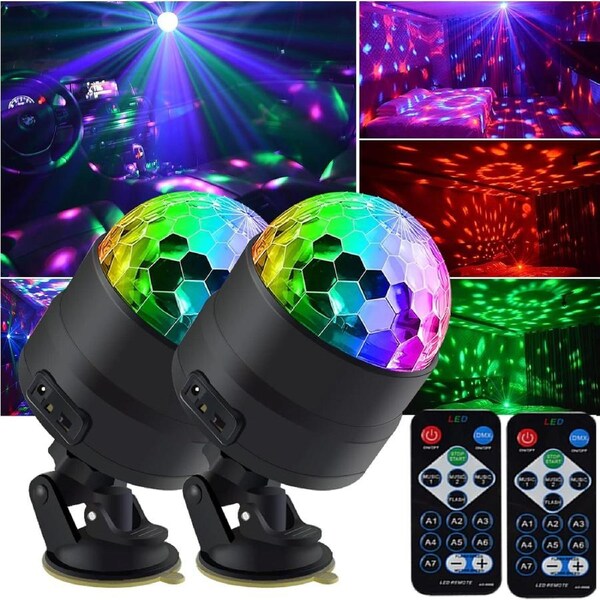 2Pack Disco Lights LED Mini Colors Stage Lights Disco Ball Light Party